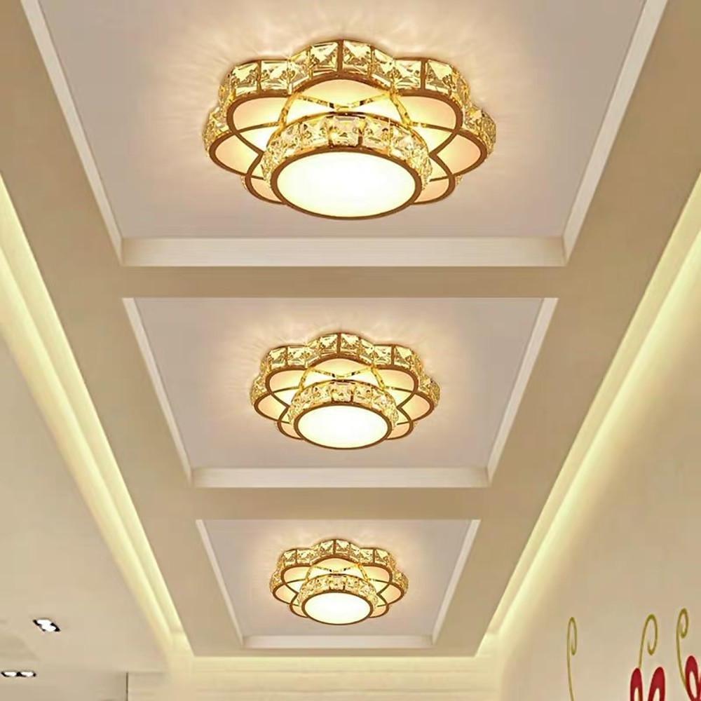 Flower Effect Metal Crystal LED Flush Mount Ceiling Light for Hallway Entryway Lighting - Lamp Outdoor