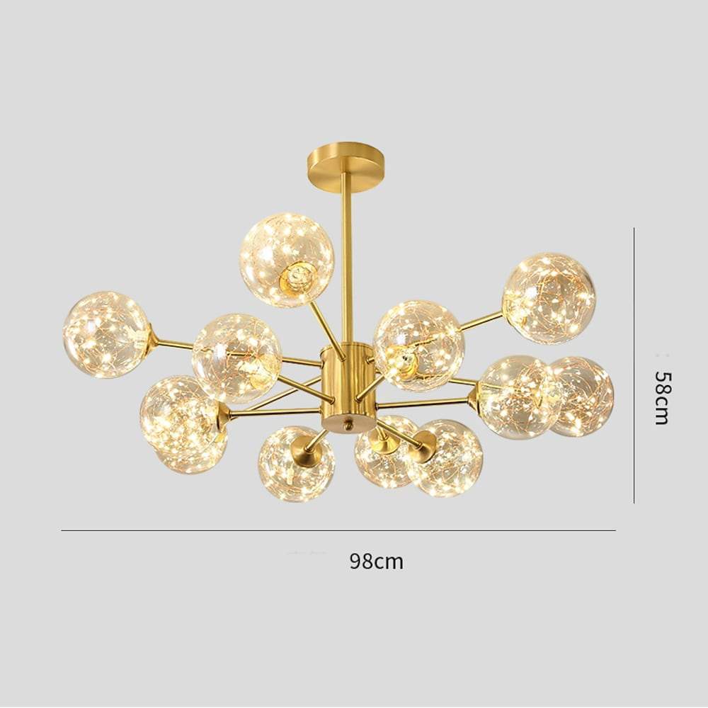 6-light LED Glass Gold Globe Chandeliers Kitchen Pendant Lighting - Lamp Outdoor