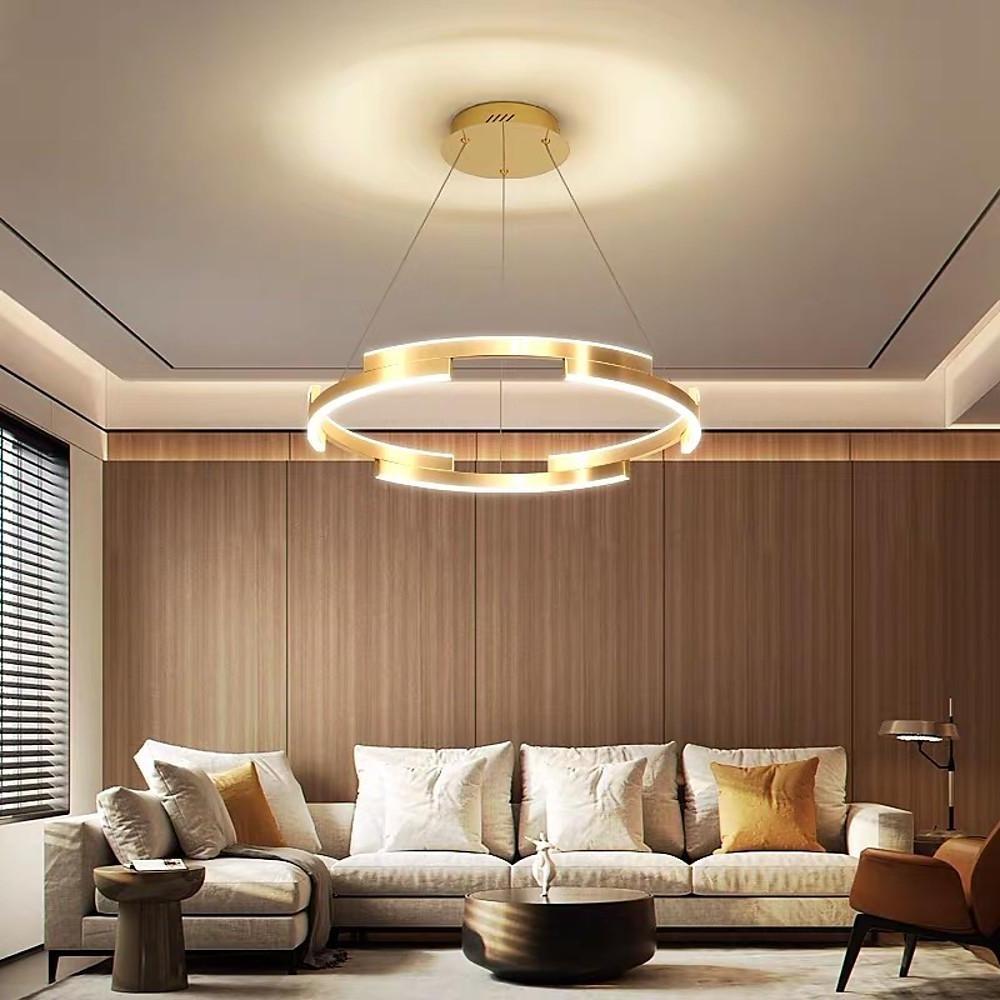 Interlocking Round Gold Chandelier for Living Room - Lamp Outdoor