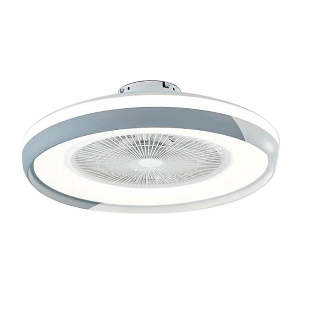 Circular Dimmable Flush Mount Bladeless Ceiling Fan with Light and Remote - Lamp Outdoor