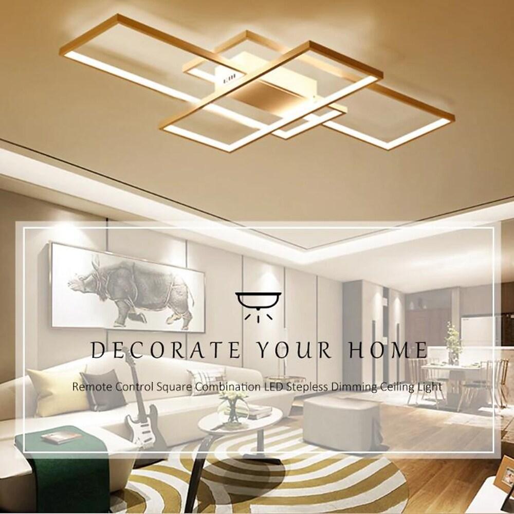 Multi Rectangle Large Flush Mount Ceiling Light with 3 Integrated Tiered Lights - Lamp Outdoor