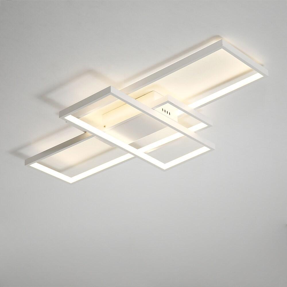 Multi Rectangle Large Flush Mount Ceiling Light with 3 Integrated Tiered Lights - Lamp Outdoor