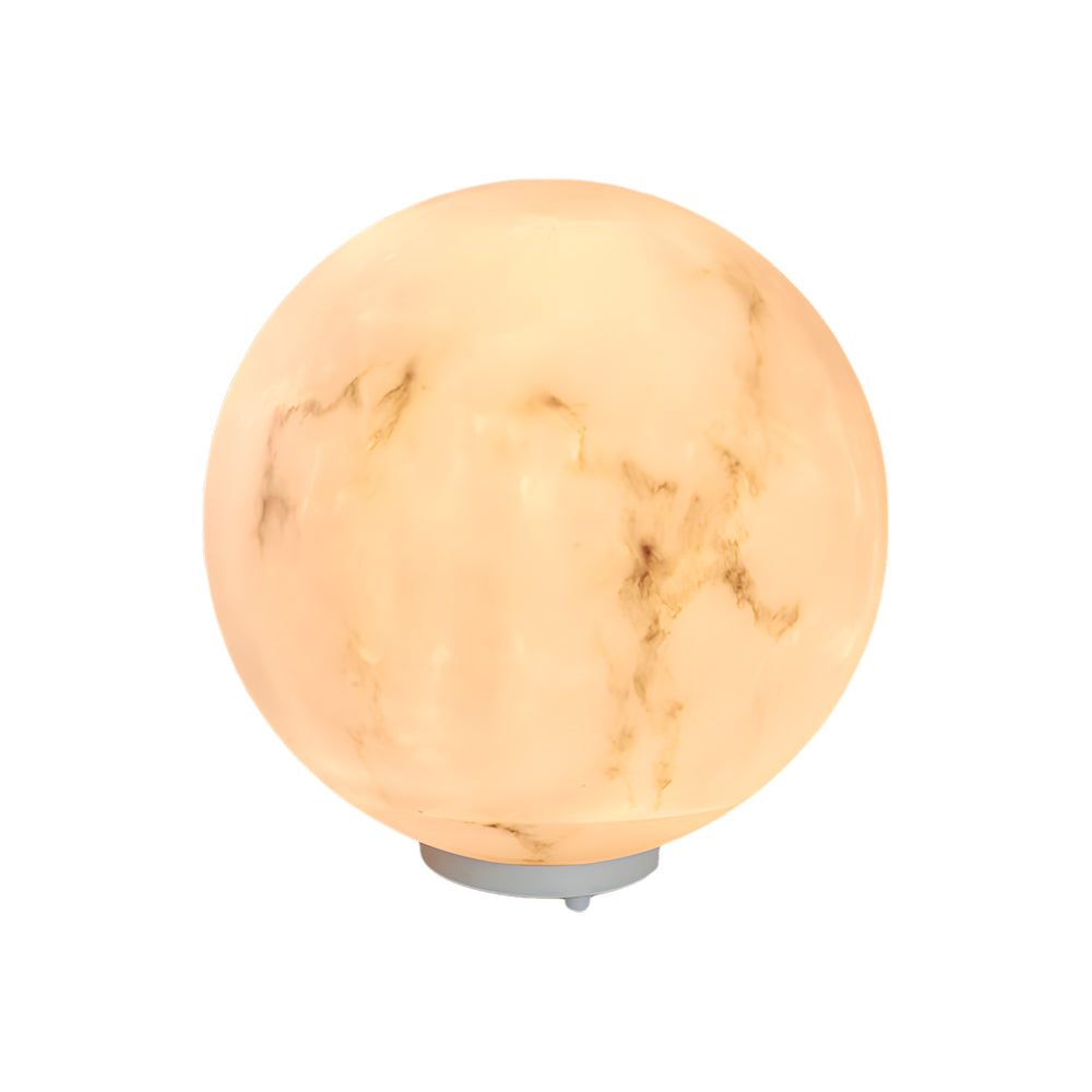 Glowing spherical moon lamp with realistic lunar surface texture and warm ambient lighting