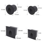 Technical specification drawings showing dimensions for round and square recessed light fixtures