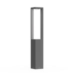 Sleek gray rectangular bollard light with integrated LED panel for pathway illumination