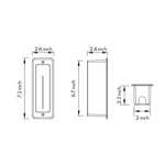 Technical drawing with detailed dimensions and mounting specifications for rectangular recessed wall light fixture