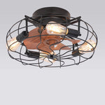 Retro Cage Industrial Remote Control Timing Three Speed Regulation Ceiling Fan Lamp - Lamp Outdoor