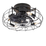 Retro Cage Industrial Remote Control Timing Three Speed Regulation Ceiling Fan Lamp - Lamp Outdoor