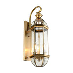 Retro Creative Copper Glass European Style Outdoor Wall Lights Exterior Lamp