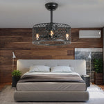 Retro Industrial Style Unique Iron Ceiling Fan Light with Remote Control - Lamp Outdoor