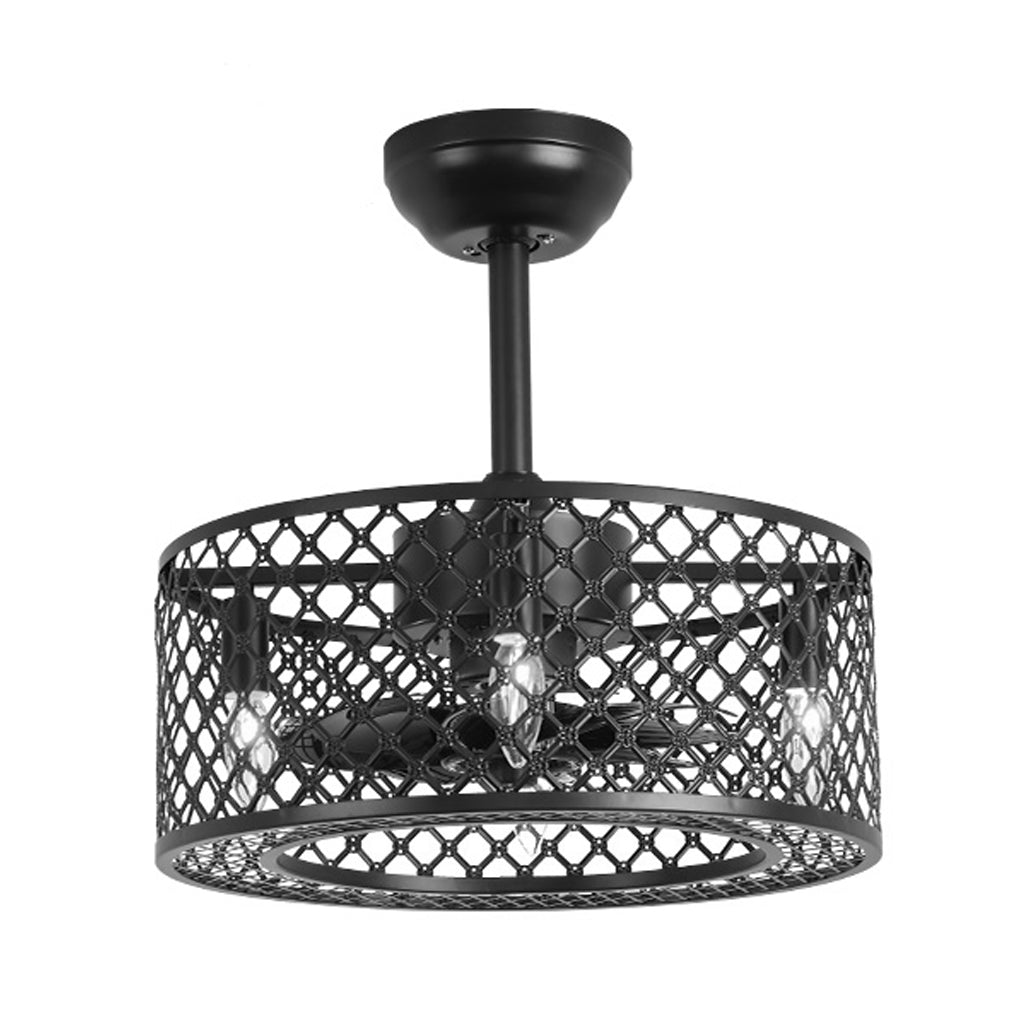 Retro Industrial Style Unique Iron Ceiling Fan Light with Remote Control - Lamp Outdoor