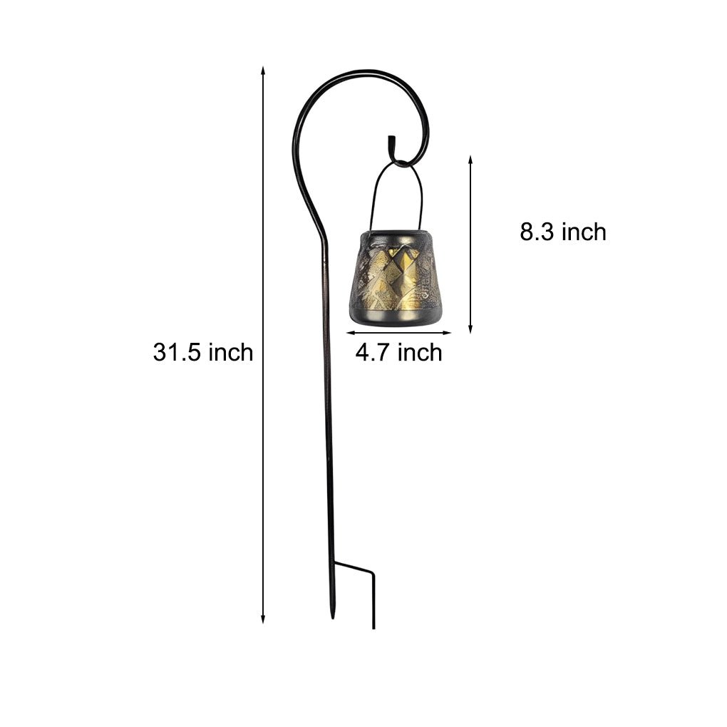 Retro Iron Mesh Solar Lanterns 2PCS LED Outdoor Hanging Lights