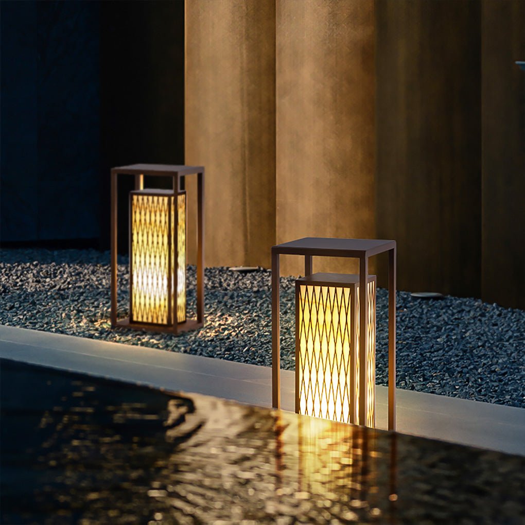 Classic Asian Courtyard Rectangular LED Outdoor Light