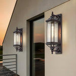 Retro Rectangular Ribbed Glass Solar Outdoor Wall Light - Lamp Outdoor