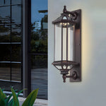 Retro Rectangular Ribbed Glass Solar Outdoor Wall Light - Lamp Outdoor