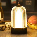 Ribbed Glass Table Lamp Lantern Ambient LED Beside Nights - Lamp Outdoor