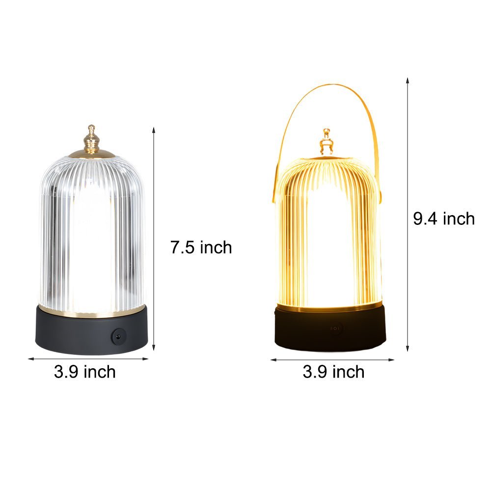 Ribbed Glass Table Lamp Lantern Ambient LED Beside Nights - Lamp Outdoor