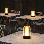 Ribbed Glass Table Lamp Lantern Ambient LED Beside Nights - Lamp Outdoor