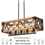 Rustic Industrial Linear Chandelier for Dining Rooms Farmhouse Rectangular/Square Light Fixture - Lamp Outdoor