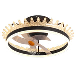 Round 360° Rotating Dimmable LED Silent Ceiling Fan Light with Remote Control - Lamp Outdoor