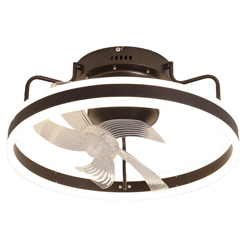 Round 360° Rotating Dimmable LED Silent Ceiling Fan Light with Remote Control - Lamp Outdoor