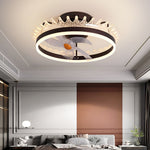 Round 360° Rotating Dimmable LED Silent Ceiling Fan Light with Remote Control - Lamp Outdoor