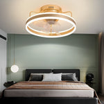 Round 360° Rotating Dimmable LED Silent Ceiling Fan Light with Remote Control - Lamp Outdoor