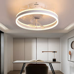 Round 360° Rotating Dimmable LED Silent Ceiling Fan Light with Remote Control - Lamp Outdoor