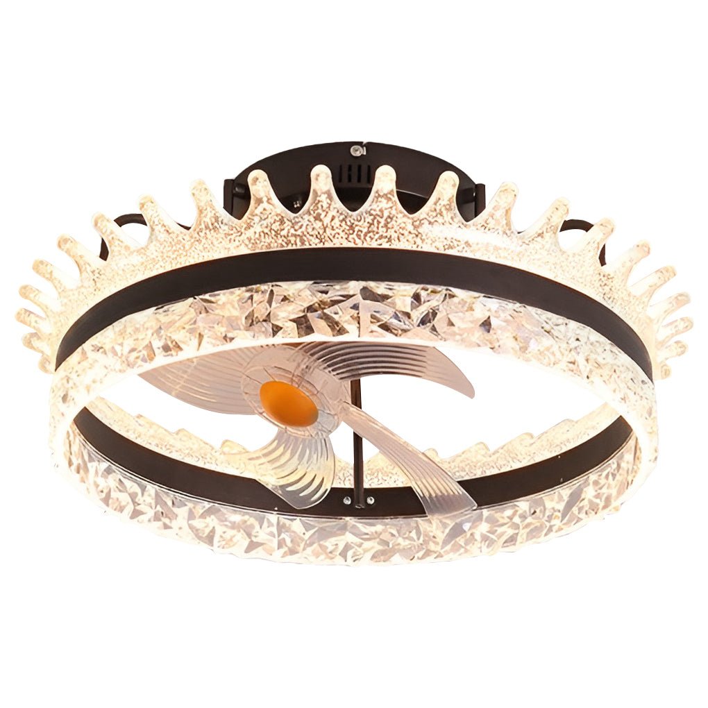 Round 360° Rotating Dimmable LED Silent Ceiling Fan Light with Remote Control - Lamp Outdoor