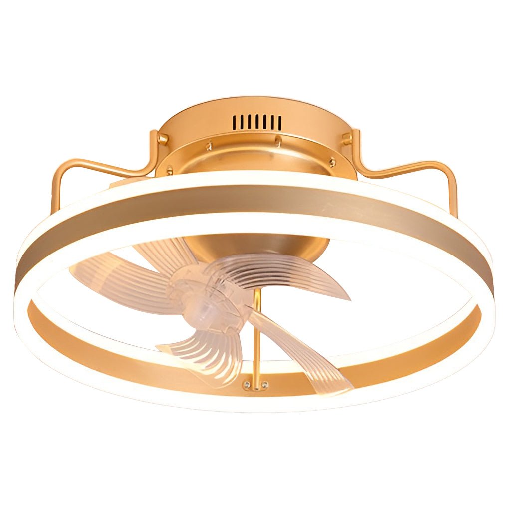 Round 360° Rotating Dimmable LED Silent Ceiling Fan Light with Remote Control - Lamp Outdoor