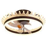 Round 360° Rotating Dimmable LED Silent Ceiling Fan Light with Remote Control - Lamp Outdoor