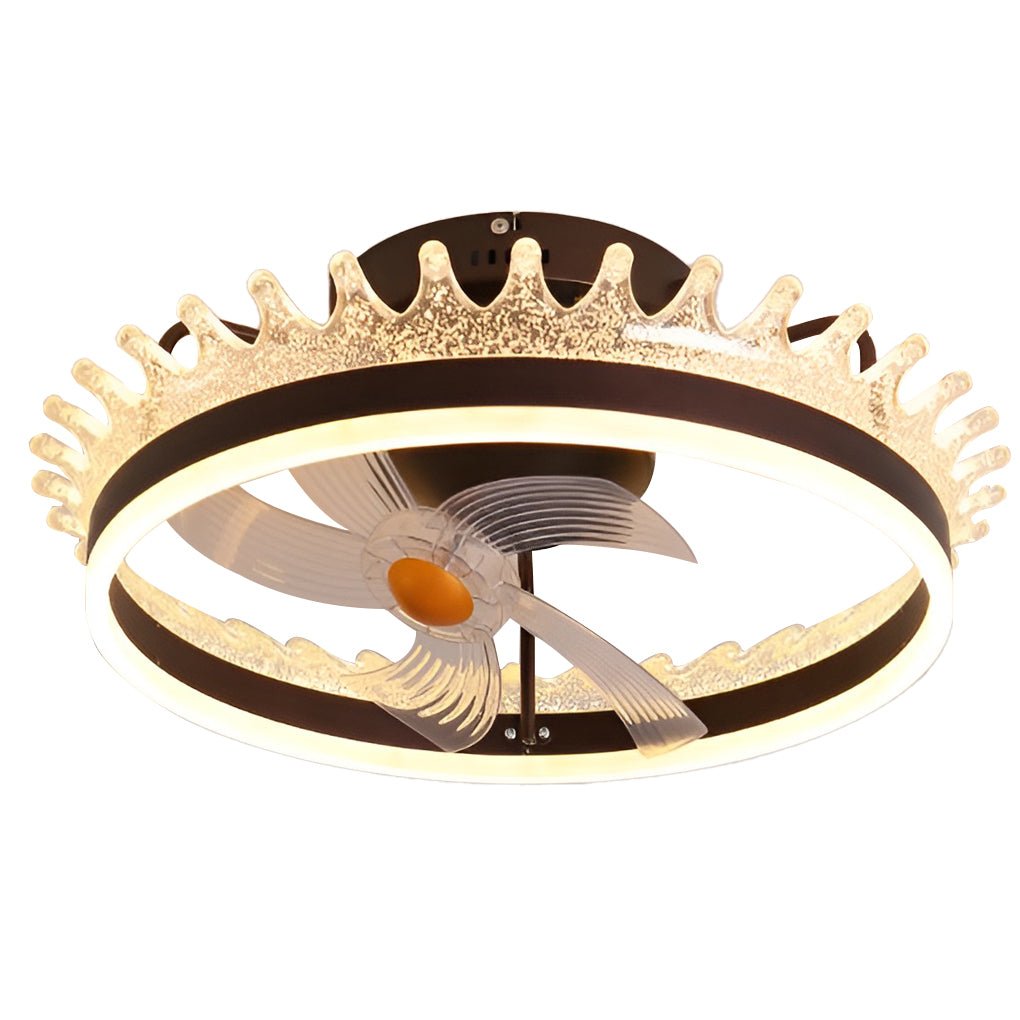 Round 360° Rotating Dimmable LED Silent Ceiling Fan Light with Remote Control - Lamp Outdoor