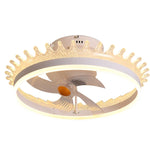 Round 360° Rotating Dimmable LED Silent Ceiling Fan Light with Remote Control - Lamp Outdoor