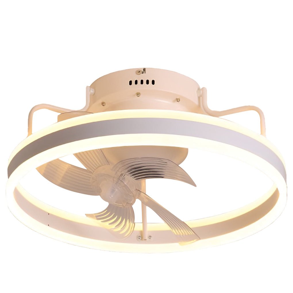 Round 360° Rotating Dimmable LED Silent Ceiling Fan Light with Remote Control - Lamp Outdoor