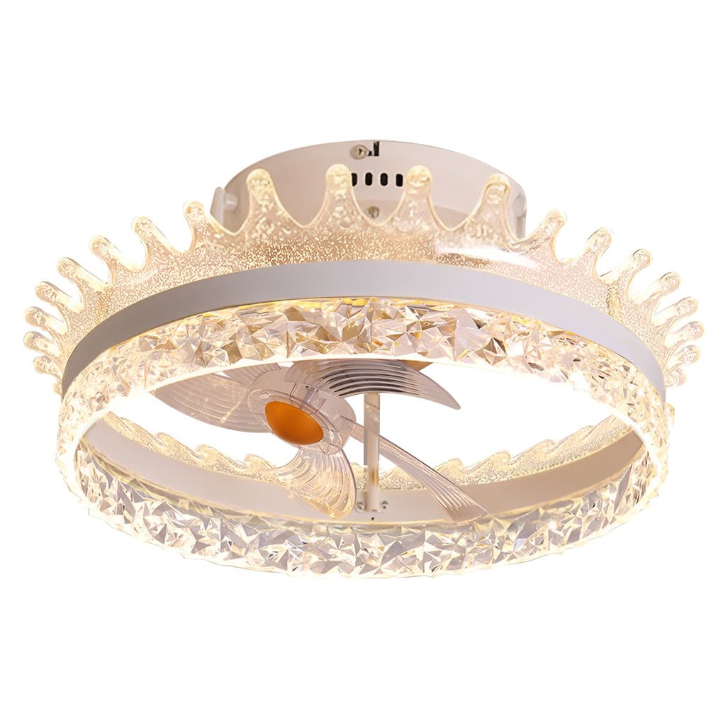 Round 360° Rotating Dimmable LED Silent Ceiling Fan Light with Remote Control - Lamp Outdoor