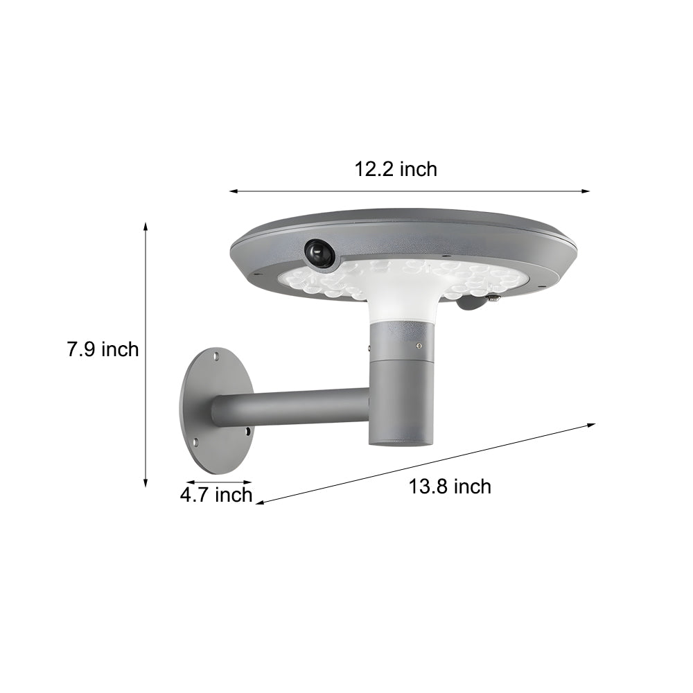 Round Solar-Powered LED Outdoor Wall Light with Motion Sensor - Lamp Outdoor