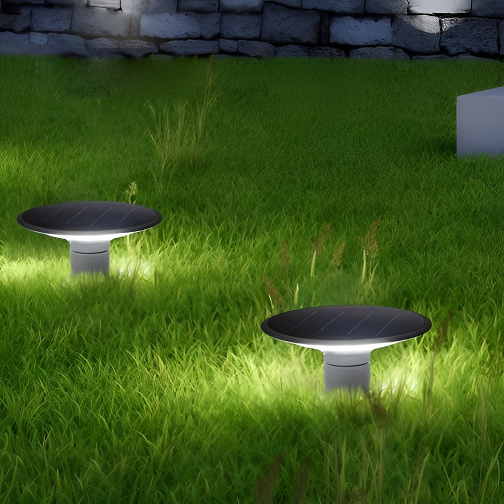 Round UFO Shaped Two Color Temperature LED Solar Waterproof Outdoor Fence Post Lights - Lamp Outdoor