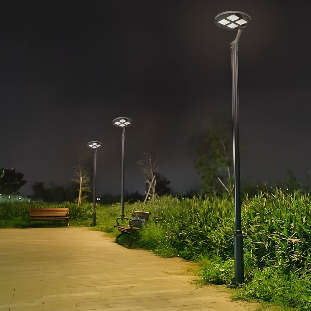 Round Waterproof LED Single/Two Arm Post Top Light - Lamp Outdoor