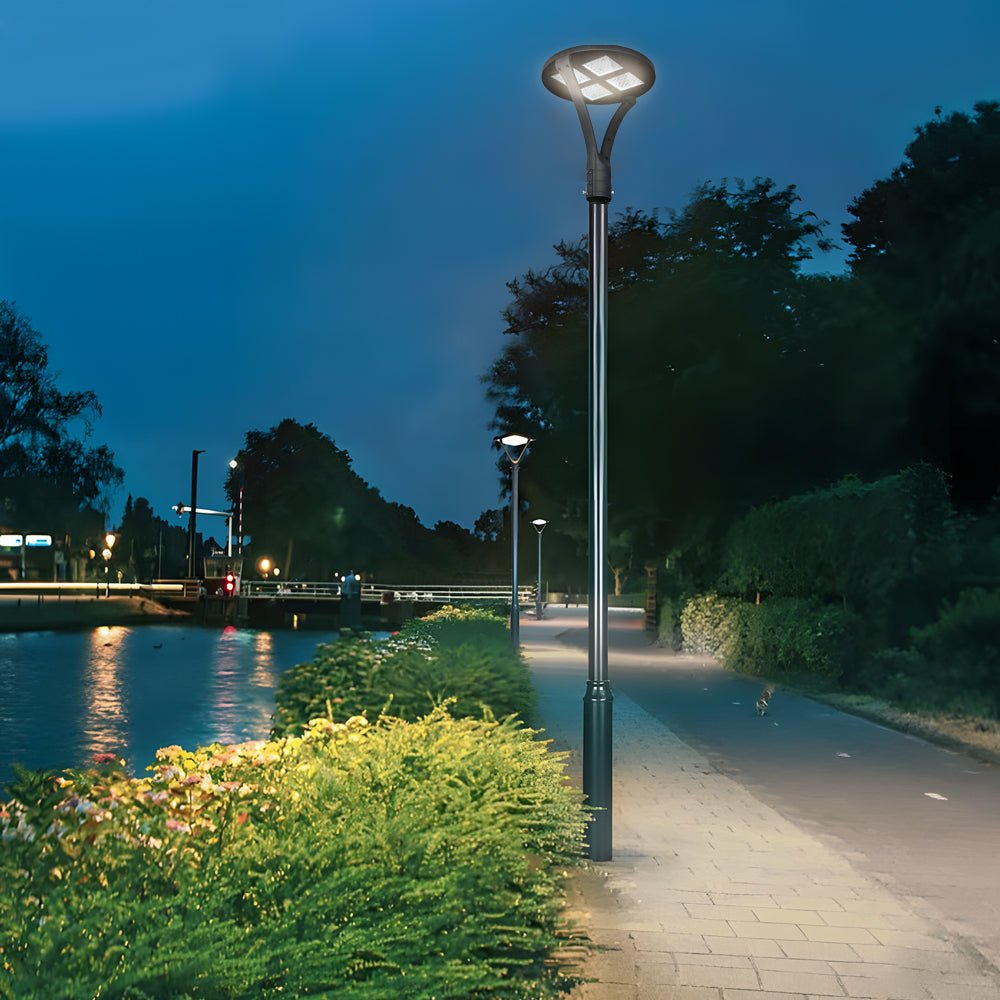 Round Waterproof LED Single/Two Arm Post Top Light - Lamp Outdoor