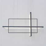31.5'' Three-Part Futuristic Square Rectangular Hybrid Aluminum Chandelier with Capable Ambient Lights - Lamp Outdoor