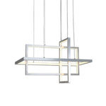 31.5'' Three-Part Futuristic Square Rectangular Hybrid Aluminum Chandelier with Capable Ambient Lights - Lamp Outdoor