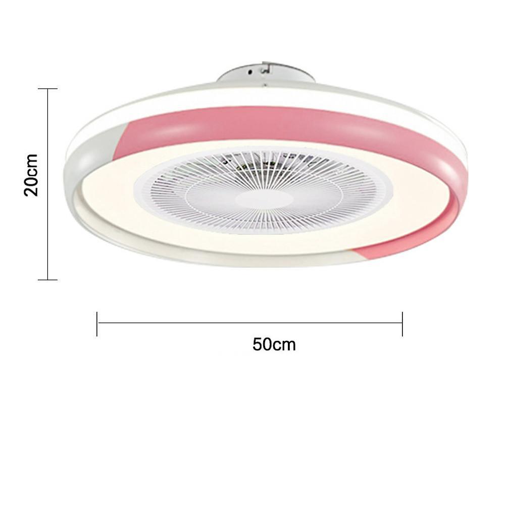 Circular Dimmable Flush Mount Bladeless Ceiling Fan with Light and Remote - Lamp Outdoor