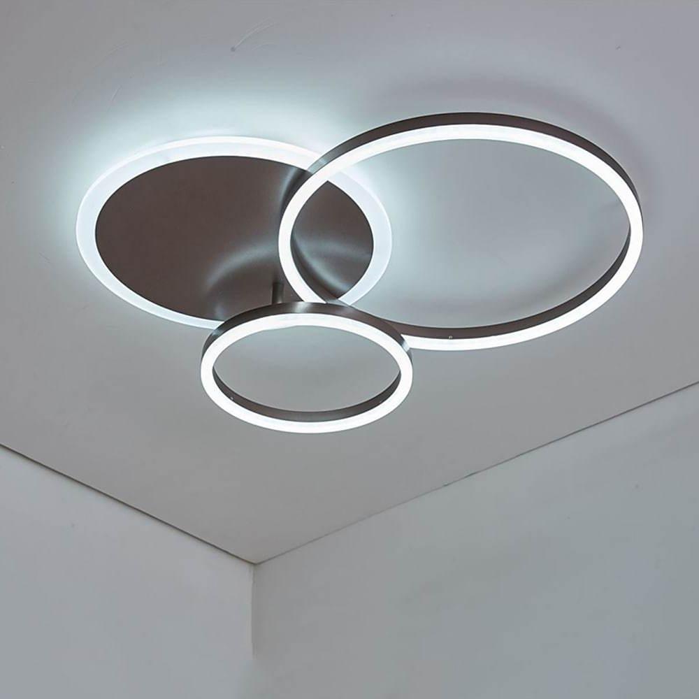 26'' LED Artistic Flush Mount Ceiling Light with Luxury 3 Ring for Bedroom - Lamp Outdoor