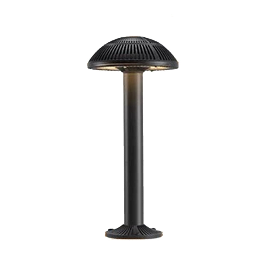 Short bollard light with mushroom cap design for low-level landscape and safety lighting