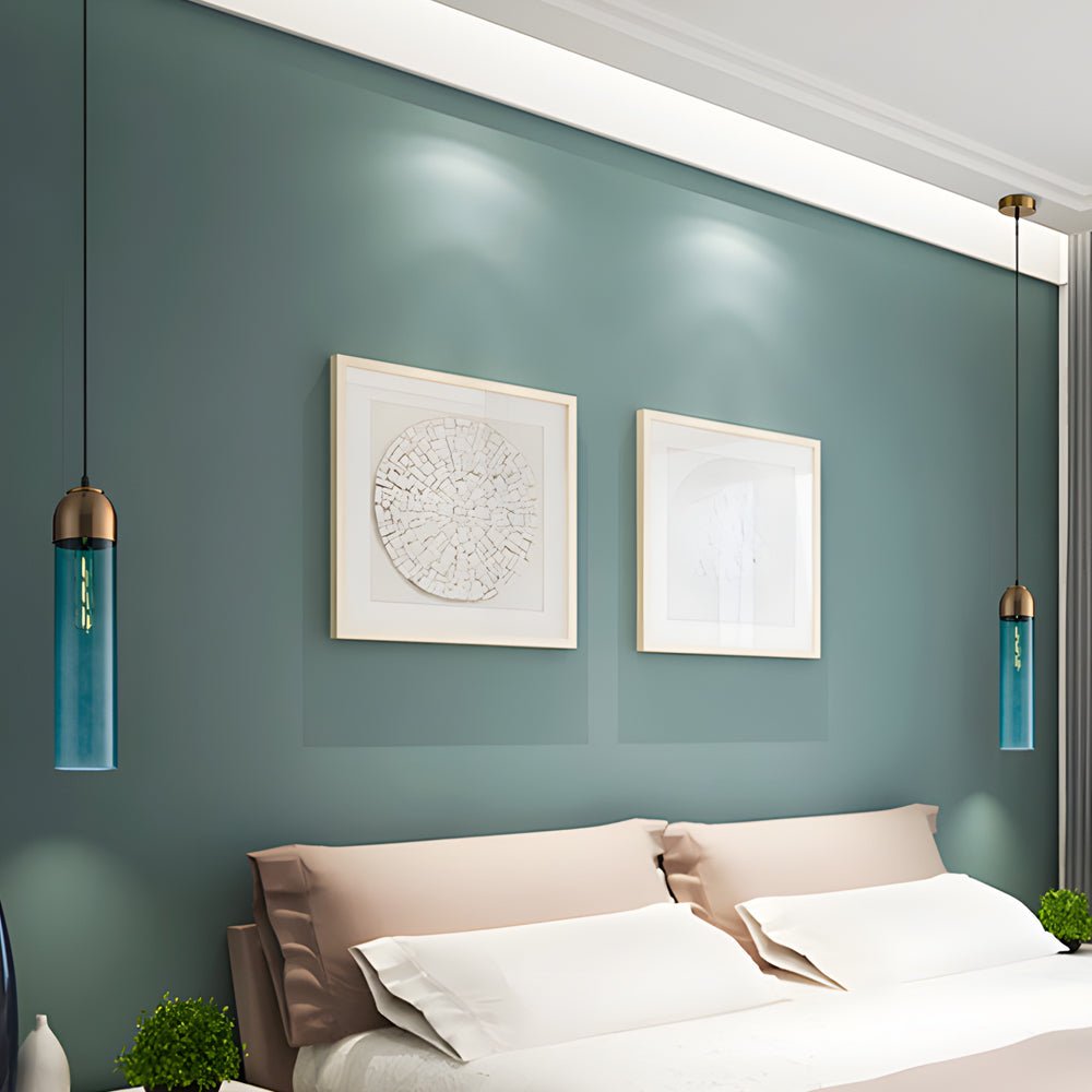 Simple Long Tube Glass Bottle Nordic Simple Small Chandelier Pendant Lights - Lamp Outdoor