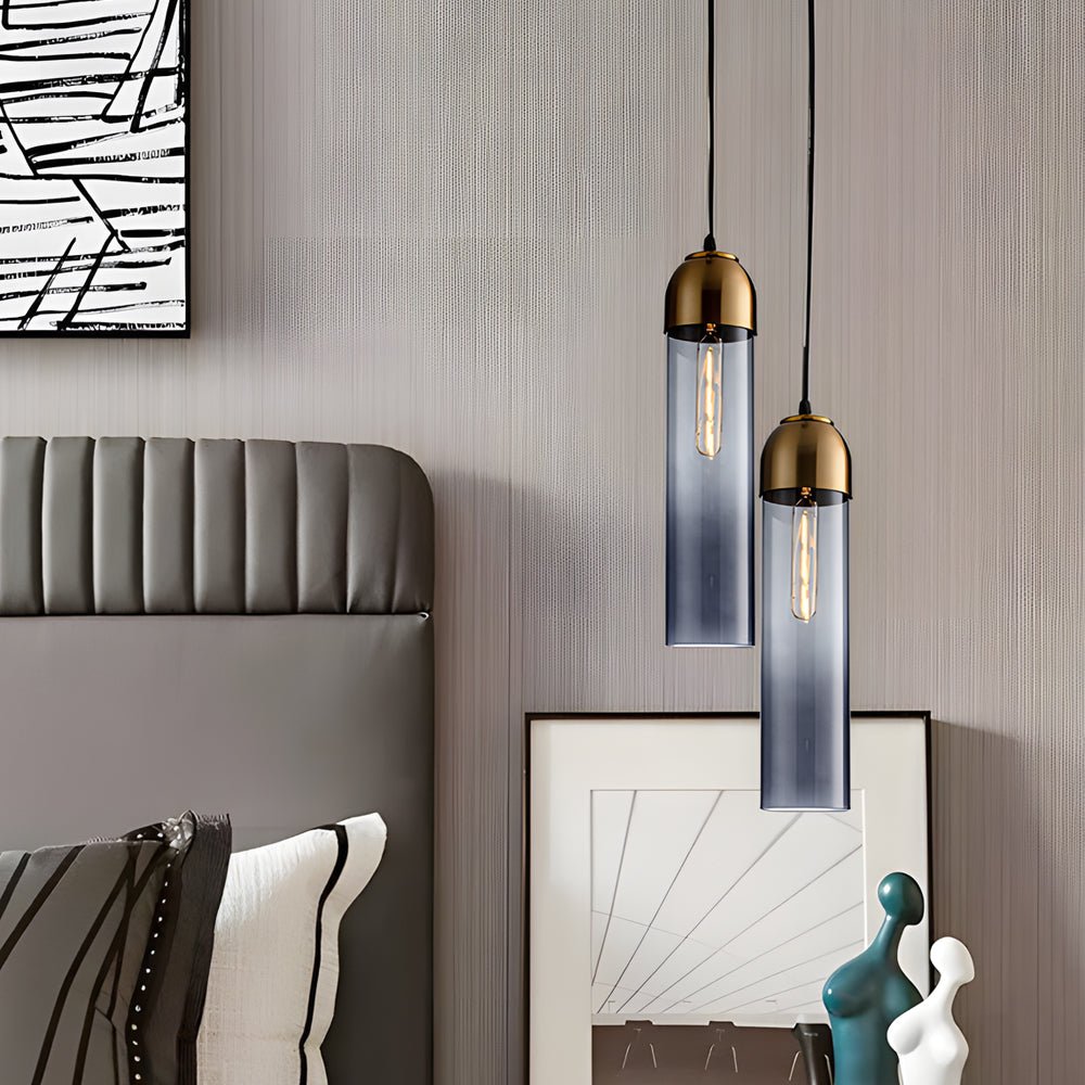 Simple Long Tube Glass Bottle Nordic Simple Small Chandelier Pendant Lights - Lamp Outdoor