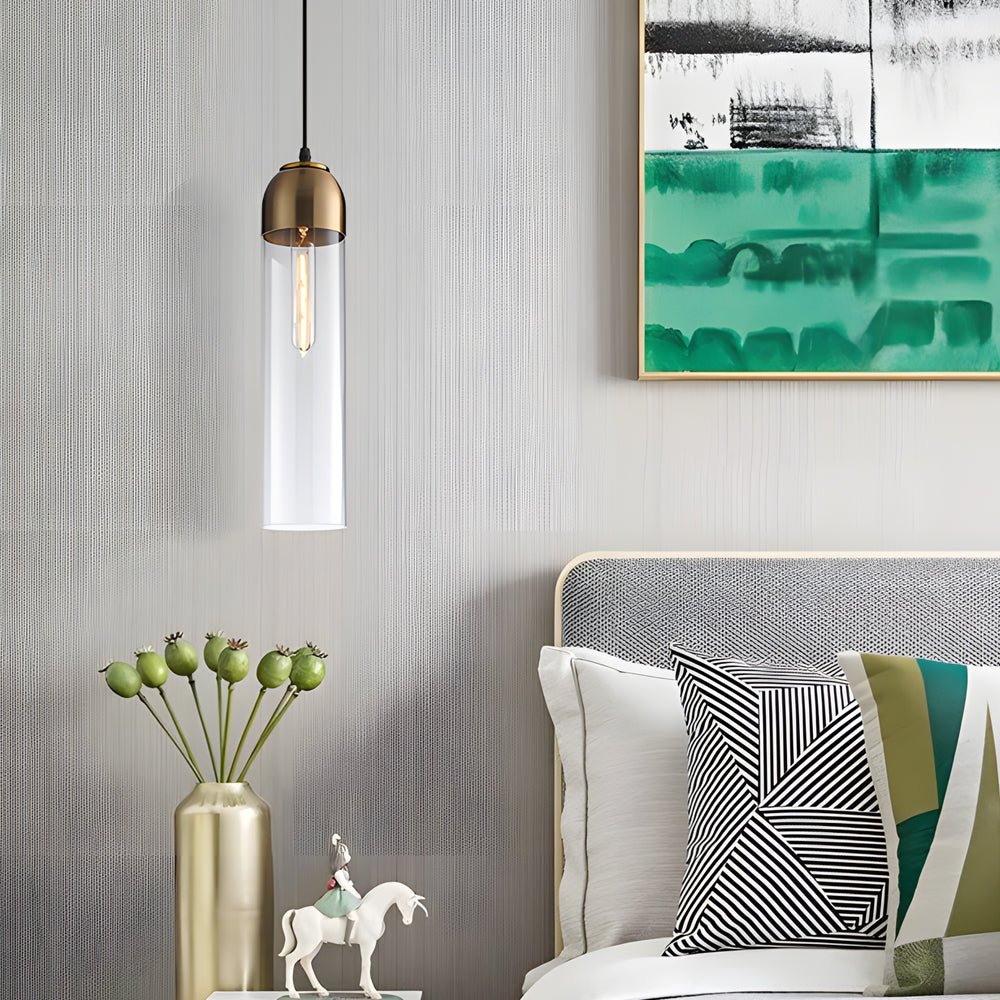 Simple Long Tube Glass Bottle Nordic Simple Small Chandelier Pendant Lights - Lamp Outdoor