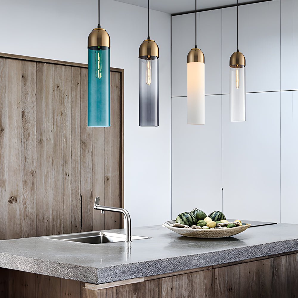 Simple Long Tube Glass Bottle Nordic Simple Small Chandelier Pendant Lights - Lamp Outdoor