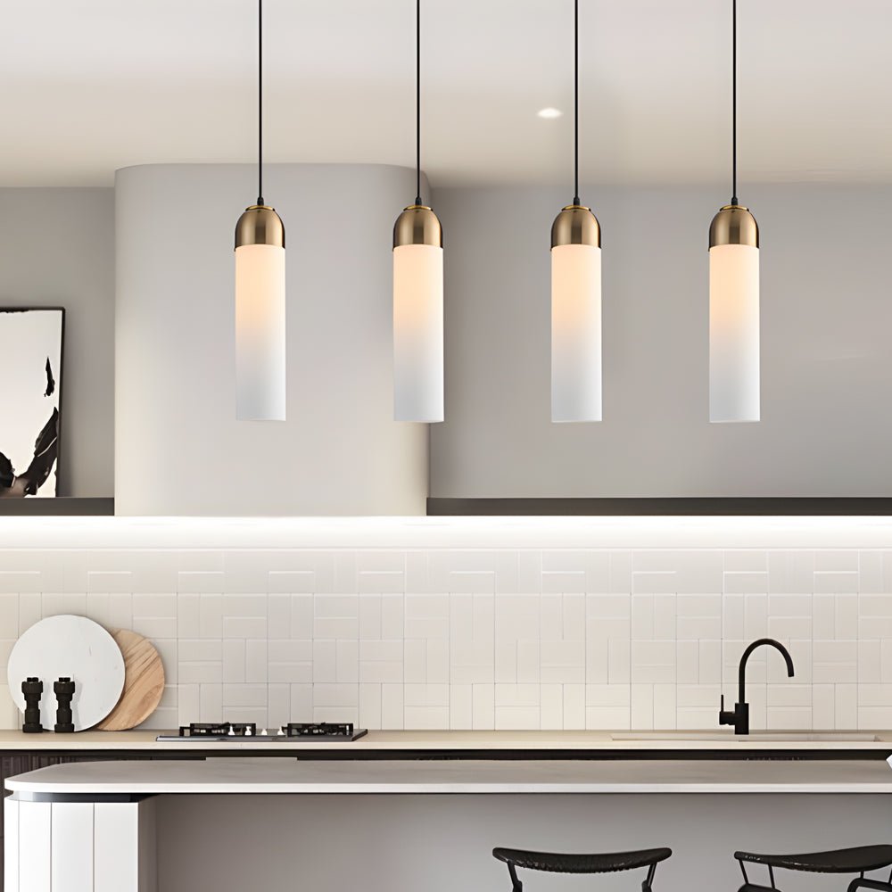 Simple Long Tube Glass Bottle Nordic Simple Small Chandelier Pendant Lights - Lamp Outdoor