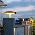 Simple Round LED Solar LED Post Light with Dual Motion Sensor - Lamp Outdoor